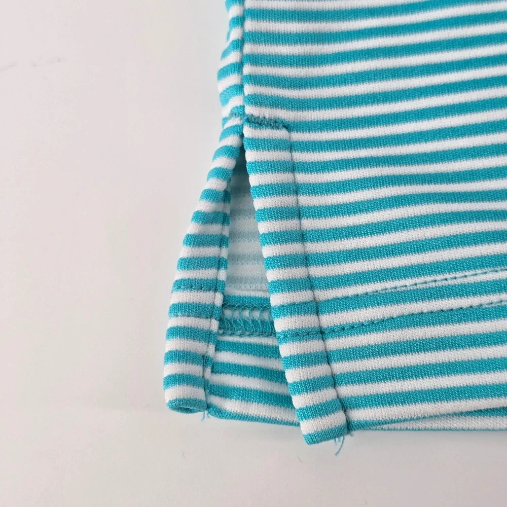 Cubavera Polo Shirt Mens Medium Blue Curacao Striped Moisture Wicking